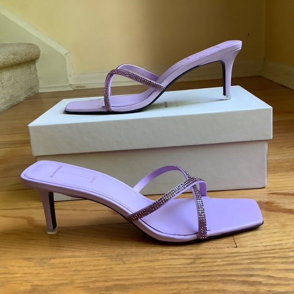 Black Suede Studio Ari Metallic Stiletto Slide Sandal Lavender Crystal SZ EU 40 - Picture 2 of 14